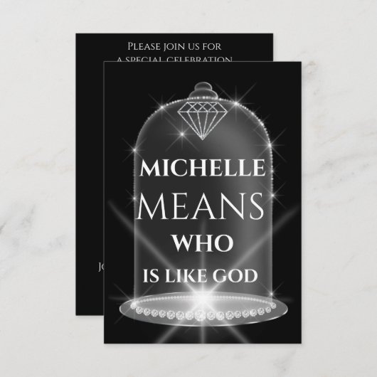 ミッシェルの名前はダイヤモンドの大学院スパークを意味 招待状 (正面/裏面)