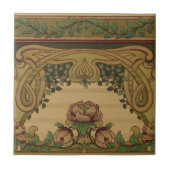 ミッションアールヌーボースタイルフローラ&葉フリーズ タイル (正面)