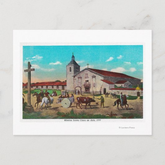 ミッションサンタクララデアシス サンタクララ、カリフォルニア ポストカード (正面)