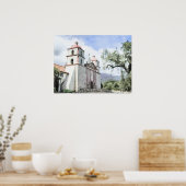 ミッションサンタバーバラウォーターカラープリント ポスター (キッチン)