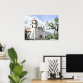 ミッションサンタバーバラウォーターカラープリント ポスター (ホームオフィス)