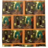 ミッションスペインの南西抽象芸術アート シャワーカーテン (正面)