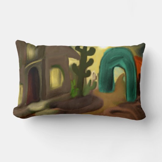 ミッションスペインの南西抽象芸術アート ランバークッション (正面)