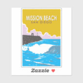 ミッションビーチカリフォルニアトラベルアートヴィンテージ シール (シート)
