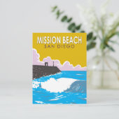 ミッションビーチカリフォルニアトラベルアートヴィンテージ ポストカード (スタンド正面)
