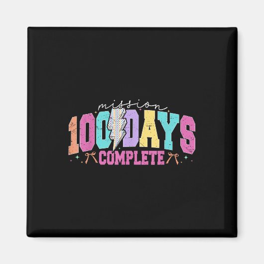 ミッション100日おもしろい学校100日完了 マグネット (正面)