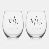 ミッスタイリッシュズ・ミセス・カスタム・の姓結婚名 ステムなしワイングラス (正面)