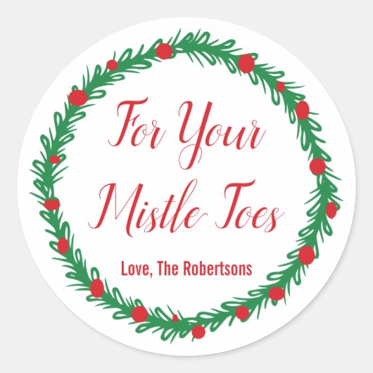 ミッスルつま先ラベル、ギフトラベル、クリスマス ラウンドシール (正面)