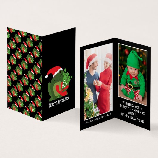 ミッスルトアド、家族写真クリスマスカード 名刺 (内部&外部)