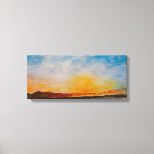 ミッソラモンタナウォーターカラーマウンテンランドスケープ キャンバスプリント (正面)