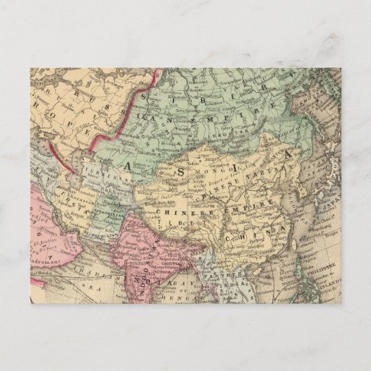 ミッチェルによるアジアの地図 ポストカード (正面)