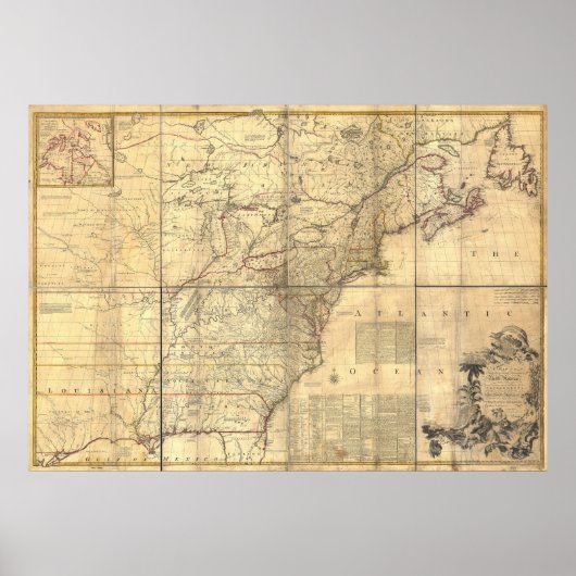 ミッチェルの地図フランスの英国・1757年所有地域 ポスター (正面)