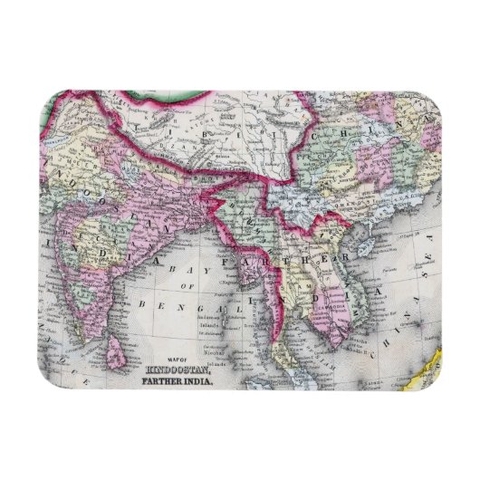 ミッチェルの地図 |インド、チベット、中国、東南アジア マグネット (横)
