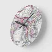 ミッチェルの地図 |インド、チベット、中国、東南アジア ラウンド壁時計 (傾斜)