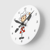 ミッツと木製スプーンを使った女性シェフ ラウンド壁時計 (傾斜)