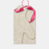 ミッテンエレガントレース冬のリボンのピンククリームかわいい ギフトタグ (裏面)