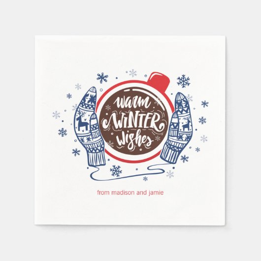 ミッテンスとココア暖かい冬のウィッシュホリデー スタンダードカクテルナプキン (正面)