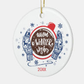 ミッテンスとココア暖かい冬のウィッシュホリデー セラミックオーナメント (左)