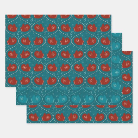 ミッテンスギフトラップ3パック ラッピングペーパーシート (セット)