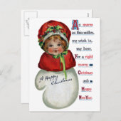 ミッテンヴィンテージクリスマスの女の子 シーズンポストカード (正面/裏面)
