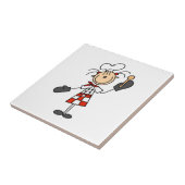 ミットおよび木のスプーンを持つメスのシェフ タイル (側面)