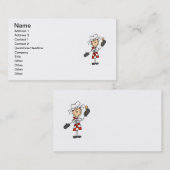 ミットおよび木のスプーンを持つメスのシェフ 名刺 (正面/裏面)