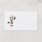 ミットおよび木のスプーンを持つメスのシェフ 名刺 (裏面)