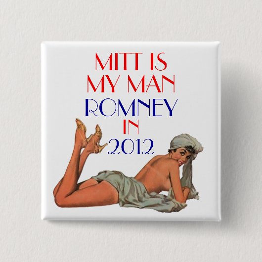 ミットは私の人のromneyです 缶バッジ (正面)