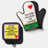 ミットメイド料理グリーンオレンジパープル 鍋つかみ&鍋敷きセット (正面/裏面)