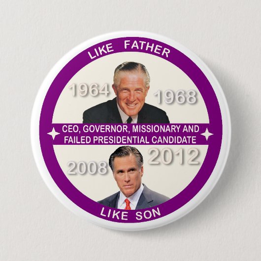ミット・ロムニー及びジョージRomney 缶バッジ (正面)