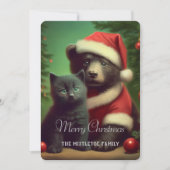 ミッドウィンターヴィンテージスタイルベア&キッテンクリスマス シーズンカード (正面)