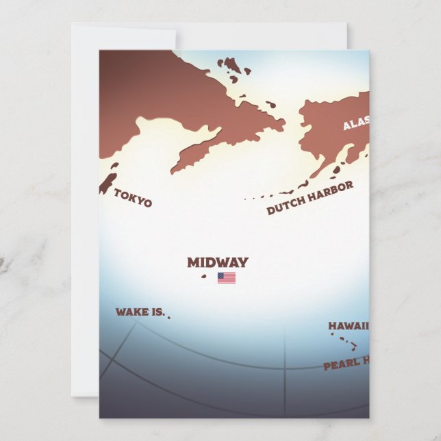 ミッドウェイアイランドヴィンテージスタイル第2次世界大戦マップ (正面)