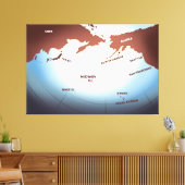 ミッドウェイアイランドヴィンテージスタイル第2次世界大戦マップ キャンバスプリント (インサイチュ (リビング))