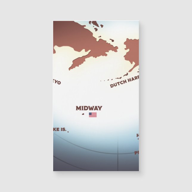 ミッドウェー島 ヴィンテージスタイル WW2地図 (正面)