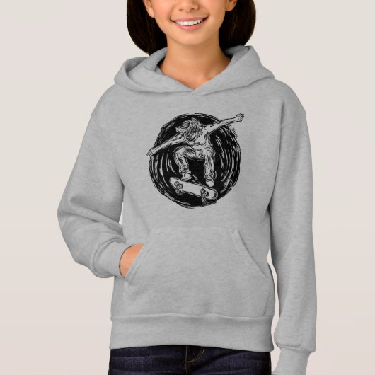 ミッドエアスケートボードをしている伝説的なスケーター (正面)