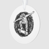 ミッドエアスケートボードをしている伝説的なスケーター オーナメント (正面)