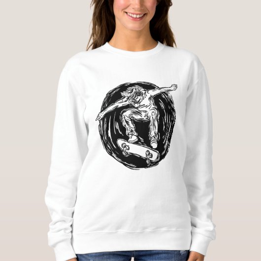 ミッドエアスケートボードをしている伝説的なスケーター スウェットシャツ (正面)