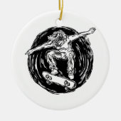 ミッドエアスケートボードをしている伝説的なスケーター セラミックオーナメント (正面)