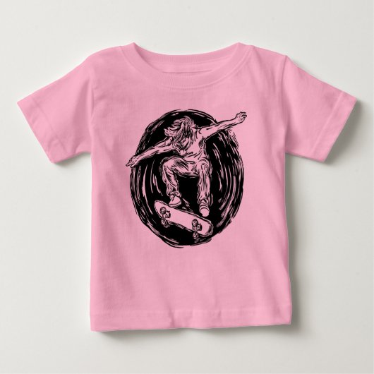 ミッドエアスケートボードをしている伝説的なスケーター ベビーTシャツ (正面)