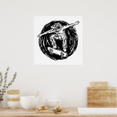 ミッドエアスケートボードをしている伝説的なスケーター ポスター (キッチン)