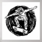 ミッドエアスケートボードをしている伝説的なスケーター ポスター (正面)