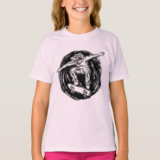 ミッドエアスケートボードをしている伝説的なスケーター Tシャツ (正面)