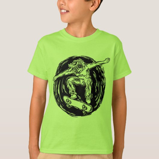 ミッドエアスケートボードをしている伝説的なスケーター Tシャツ (正面)