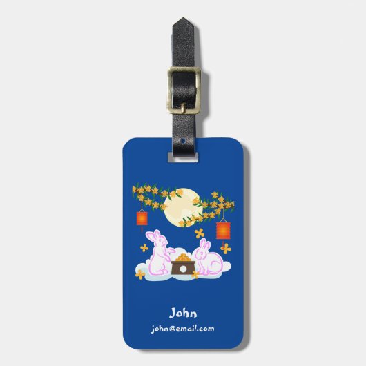 ミッドオータムフェスティバルムーンラビットムーンケーキオスマンサス ラゲッジタグ (正面縦)