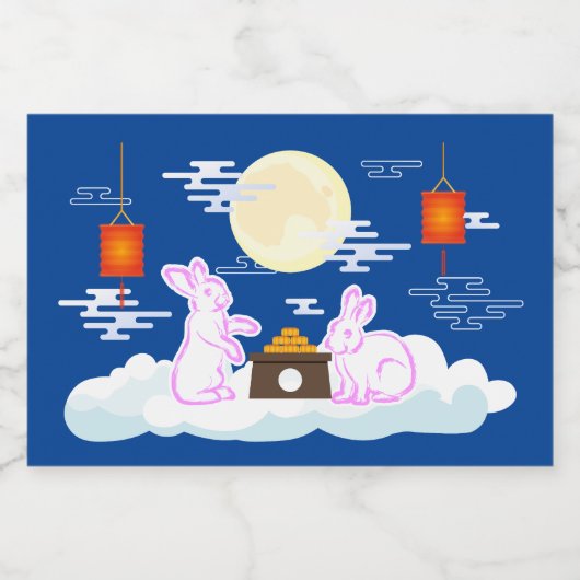 ミッドオータムフェスティバルムーンラビットムーンケーキクラウド リキュールボトルラベル (シングルラベル)