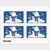 ミッドオータムフェスティバルムーンラビットムーンケーキクラウド 長方形シール (シート)