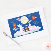 ミッドオータムフェスティバルムーンラビットムーンケーキクラウド 長方形シール (封筒)