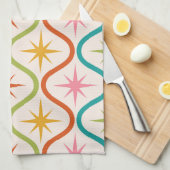 ミッドカラフルセンチュリースターバストオンOgeeパターン キッチンタオル (四つ折り)