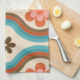 ミッドカラフルセンチュリーモダンフローラレインボーレトロ キッチンタオル