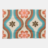 ミッドカラフルセンチュリーモダンフローラレインボーレトロ キッチンタオル (横)